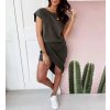 Šaty sportovní krátký rukáv dámské (S/M ONE SIZE) ITALSKÁ MÓDA IMD21402/DR (Velikost S/M/L, Barva Černá)