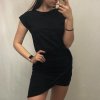 Šaty sportovní krátký rukáv dámské (S/M ONE SIZE) ITALSKÁ MÓDA IMD21402/DR (Velikost S/M/L, Barva Černá)