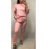 Souprava tričko krátký rukáv a tepláky dámská (S/M-M/L) ITALSKÁ MÓDA IMWD212643/DR (Velikost M/L, Barva béžová)
