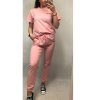 Souprava tričko krátký rukáv a tepláky dámská (S/M-M/L) ITALSKÁ MÓDA IMWD212643/DR (Velikost M/L, Barva béžová)