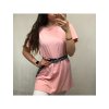Šaty s páskem krátký rukáv dámské (S/M ONE SIZE) ITALSKÁ MÓDA IMWD2125450/DR (Velikost S/M/L, Barva bílá)