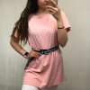 Šaty s páskem krátký rukáv dámské (S/M ONE SIZE) ITALSKÁ MÓDA IMWD2125450/DR (Velikost S/M/L, Barva bílá)
