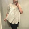Košile 3/4 dlouhý rukáv dámská (2XL/4XL ONE SIZE) ITALSKá MóDA IM421738/DR (Velikost 3XL/4XL, Barva béžová)