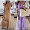 Šaty dlouhé letní krátký rukáv dámské (S/M ONE SIZE) ITALSKÁ MÓDA IMWL21102 (Velikost S/M/L, Barva béžová)