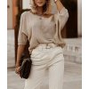 Svetr tenký 3/4 rukáv dámský (S/M ONE SIZE) ITALSKÁ MÓDA IMWE21097 (Velikost S/M/L, Barva zlatá)