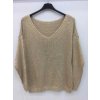 Svetr tenký 3/4 rukáv dámský (S/M ONE SIZE) ITALSKÁ MÓDA IMWE21097 (Velikost S/M/L, Barva zlatá)