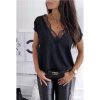 Tričko saténové krátký rukáv s krajkou dámské (S/M ONE SIZE) ITALSKÁ MÓDA IMWD21843/DR (Velikost S/M/L, Barva Černá)