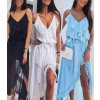 Šaty dlouhé letní na ramínka dámské (S/M ONE SIZE) ITALSKÁ MÓDA IMWY21708/DR (Velikost S/M/L, Barva zelená)