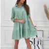 Šaty elegantní košilové dlouhý rukáv dámské (S/M ONE SIZE) ITALSKÁ MÓDA IMWD21999/DR (Velikost S/M/L, Barva zelená khaki)
