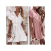 Šaty elegantní košilové krátký rukáv dámské (S/M ONE SIZE) ITALSKÁ MÓDA IMWK21B21062K,B/DR (Velikost S/M/L, Barva Černá)