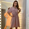 Šaty elegantní košilové krátký rukáv dámské (S/M ONE SIZE) ITALSKÁ MÓDA IMWK21B21062K,B/DR (Velikost S/M/L, Barva Černá)