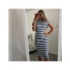 Šaty dlouhé letní krátký rukáv dámské proužek (S/M ONE SIZE) ITALSKÁ MÓDA IMWD213631/DR (Velikost S/M/L, Barva růžová světlá)