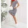 Šaty dlouhé letní krátký rukáv dámské proužek (S/M ONE SIZE) ITALSKÁ MÓDA IMWD213631/DR (Velikost S/M/L, Barva růžová světlá)