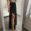 Sukně bavlněná dlouhá s rozparkem dámská (S/M ONE SIZE) ITALSKÁ MÓDA IMWA215740/DR (Velikost S/M/L, Barva Černá)