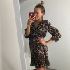 Šaty elegantní leopard dlouhý rukáv dámské (S/M one size) ITALSKÁ MÓDA IMWA21JANOV/DR (Velikost S/M/L, Barva hnědá leopard)