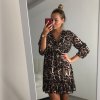Šaty elegantní leopard dlouhý rukáv dámské (S/M one size) ITALSKÁ MÓDA IMWA21JANOV/DR (Velikost S/M/L, Barva hnědá leopard)