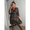 Šaty elegantní leopard dlouhý rukáv dámské (S/M one size) ITALSKÁ MÓDA IMWA21JANOV/DR (Velikost S/M/L, Barva hnědá leopard)