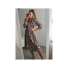 Šaty  elegantní leopard dlouhý rukáv dámské (S/M one size) ITALSKÁ MÓDA IMWA21MILANO/DR (Velikost S/M/L, Barva hnědá leopard)