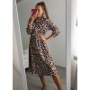 Šaty  elegantní leopard dlouhý rukáv dámské (S/M one size) ITALSKÁ MÓDA IMWA21MILANO/DR (Velikost S/M/L, Barva hnědá leopard)