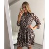 Šaty košilové elegantní dlouhý rukáv dámské (UNI S / L) ITALSKÁ MÓDA IMWA21073/DR (Velikost S/M/L, Barva hnědá)