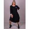 Šaty dlouhé dlouhý rukáv dámské nadrozměr (2XL/4XL ONE SIZE) TURECKÁ MÓDA IMLI21005/DR (Velikost 3XL/4XL, Barva Černá)