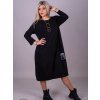 Šaty dlouhý rukáv dámské nadrozměr (XL/2XL ONE SIZE) TURECKÁ MÓDA IMLI21017/DR (Velikost 2XL/3XL, Barva Černá)