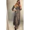 Šaty dlouhé letní žabičkované carmen přes ramena dámské leopard (S/M ONE SIZE) ITALSKÁ MÓDA IMWA216172-1/DR (Velikost S/M/L, Barva hnědá)