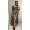 Šaty dlouhé letní žabičkované carmen přes ramena dámské leopard (S/M ONE SIZE) ITALSKÁ MÓDA IMWA216172-1/DR (Velikost S/M/L, Barva hnědá)