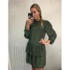Šaty elegantní košilové dlouhý rukáv dámské (S/M ONE SIZE) ITALSKÁ MÓDA IMWK21395/DR (Velikost S/M/L, Barva zelená khaki)