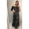 Šaty dlouhé letní žabičkované carmen přes ramena dámské leopard (S/M ONE SIZE) ITALSKÁ MÓDA IMWA216172-2/DR (Velikost S/M/L, Barva hnědá)