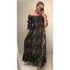 Šaty dlouhé letní žabičkované carmen přes ramena dámské leopard (S/M ONE SIZE) ITALSKÁ MÓDA IMWA216172-2/DR (Velikost S/M/L, Barva hnědá)