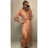 Šaty elegantní dlouhý rukáv dámské (UNI S/L) ITALSKÁ MÓDA IMWA21145/DR (Velikost S/M/L, Barva růžová světlá)
