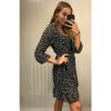 Šaty elegantní dlouhý rukáv dámské (UNI S/L) ITALSKÁ MÓDA IMWD21250/DR (Velikost S/M/L, Barva Černá)