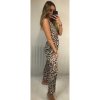 Overal elegantní dlouhý leopard bez rukávu dámský (S/M ONE SIZE) ITALSKÁ MÓDA IMWA214394/DR (Velikost S/M/L, Barva hnědá leopard)