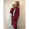 Mikina prodloužená s kapucí  na zip dlouhý rukáv dámské (L/XL ONE SIZE) ITALSKÁ MÓDA IMWT21268/DR (Velikost S/M/L, Barva béžová)