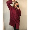 Mikina prodloužená s kapucí  na zip dlouhý rukáv dámské (L/XL ONE SIZE) ITALSKÁ MÓDA IMWT21268/DR (Velikost S/M/L, Barva béžová)