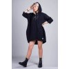 Šaty mikinové s kapucí na zip dlouhý rukáv dámské nadrozměr (3XL/4XLONE SIZE) TURECKÁ MÓDA IMLI21034/DR (Velikost 3XL/4XL, Barva Černá)