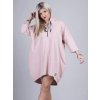 Šaty mikinové s kapucí na zip dlouhý rukáv dámské nadrozměr (3XL/4XLONE SIZE) TURECKÁ MÓDA IMLI21034/DR (Velikost 3XL/4XL, Barva Černá)
