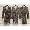 Šaty elegantní leopard dlouhý rukáv dámské Adél (S/M ONE SIZE) ITALSKÁ MÓDA IMWY216554/DR (Velikost S/M/L, Barva tmavě hnědá)