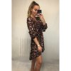 Šaty elegantní leopard dlouhý rukáv dámské Adél (S/M ONE SIZE) ITALSKÁ MÓDA IMWY216554/DR (Velikost S/M/L, Barva tmavě hnědá)