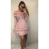 Šaty šifonové letní carmen na ramínka dámské (S/M ONE SIZE) ITALSKÁ MÓDA IMWY21736/DR (Velikost S/M/L, Barva růžová světlá)