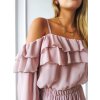 Šaty šifonové letní carmen na ramínka dámské (S/M ONE SIZE) ITALSKÁ MÓDA IMWY21736/DR (Velikost S/M/L, Barva růžová světlá)