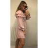 Šaty šifonové letní carmen na ramínka dámské (S/M ONE SIZE) ITALSKÁ MÓDA IMWY21736/DR (Velikost S/M/L, Barva růžová světlá)