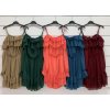 Šaty šifonové letní carmen na ramínka dámské (S/M ONE SIZE) ITALSKÁ MÓDA IMWY21736/DR (Velikost S/M/L, Barva růžová světlá)