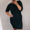 Šaty klasik 3/4 rukáv dámské nadrozměr (2XL/3XL/4XL) ITALSKÁ MÓDA IM321245/DUR (Velikost 2XL/3XL, Barva Černá)