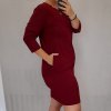 Šaty klasik 3/4 rukáv dámské nadrozměr (2XL/3XL/4XL) ITALSKÁ MÓDA IM321245/DUR (Velikost 2XL/3XL, Barva Černá)