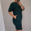 Šaty klasik 3/4 rukáv dámské nadrozměr (2XL/3XL/4XL) ITALSKÁ MÓDA IM321245/DUR (Velikost 2XL/3XL, Barva Černá)