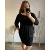 Šaty klasik 3/4 rukáv dámské nadrozměr (2XL/3XL/4XL) ITALSKÁ MÓDA IM321245/DUR (Velikost 2XL/3XL, Barva Černá)
