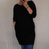 Šaty klasik 3/4 rukáv dámské nadrozměr (2XL/3XL/4XL) ITALSKÁ MÓDA IM321245/DUR (Velikost 2XL/3XL, Barva Černá)