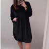 Šaty sametové dlouhý rukáv dámské nadrozměr (4XL/5XL ONE SIZE) ITALSKÁ MÓDA IMWQ21187/DR (Velikost 5XL, Barva Černá)